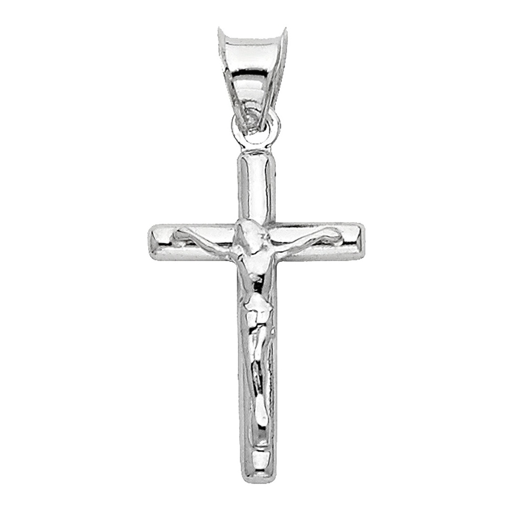 14K White Gold Jesus Crucifix Cross Pendant
